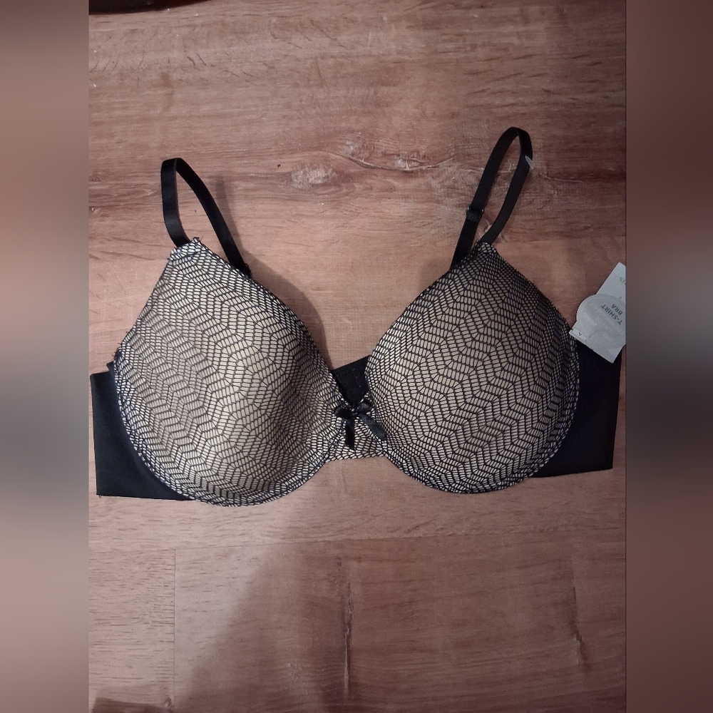 Just Be Black and Tan Patterned Bra Tshirt Bra Without Under Wire